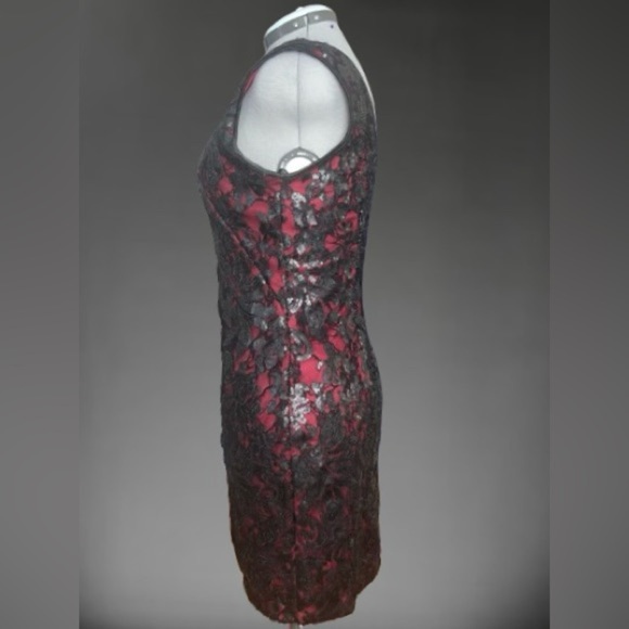 Cache’Black/red lace/sequined cocktail dress Sz 10 - Picture 2 of 4